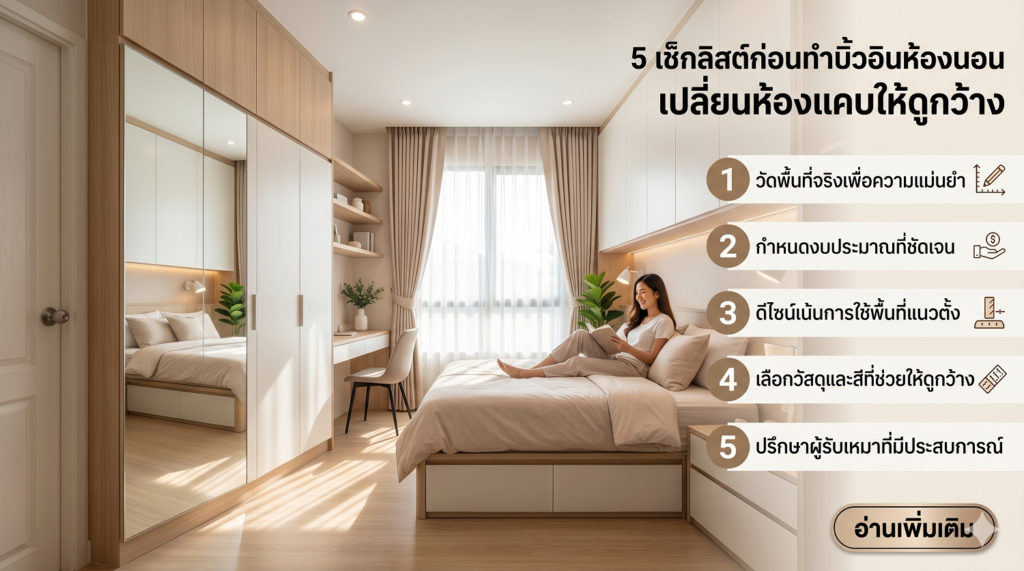 5 เช็กลิสต์ก่อนทำบิ้วอินห้องนอน เปลี่ยนห้องแคบให้ดูกว้าง